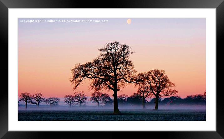 Moon Mist And Sunrise 2 Framed Mounted Print by philip milner
