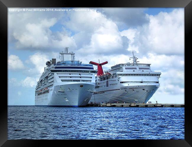 Cruise Liners at Cozumel Framed Print by Paul Williams