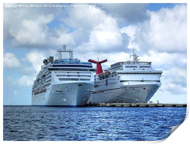 Cruise Liners at Cozumel Print by Paul Williams