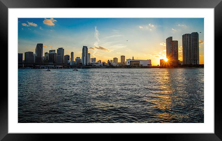 Miami from the Water Way Framed Mounted Print by matthew  mallett