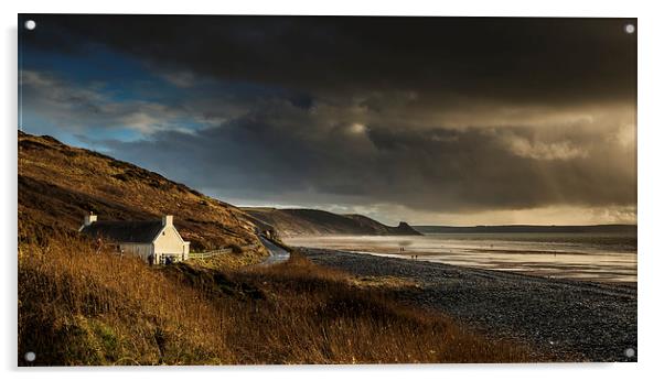 Newgale Cottage Acrylic by Creative Photography Wales