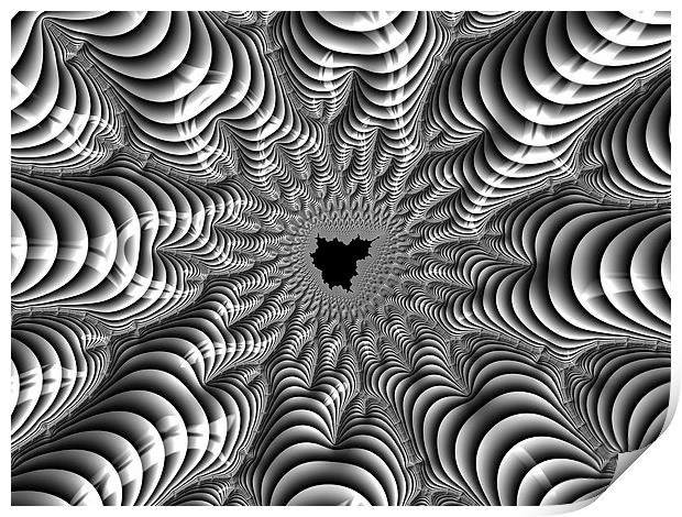 Mandelbrot fractal art black white Print by Matthias Hauser