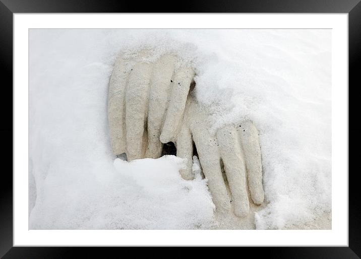 Cold and peaceful snow hands Framed Mounted Print by Matthias Hauser