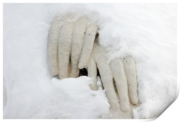 Cold and peaceful snow hands Print by Matthias Hauser