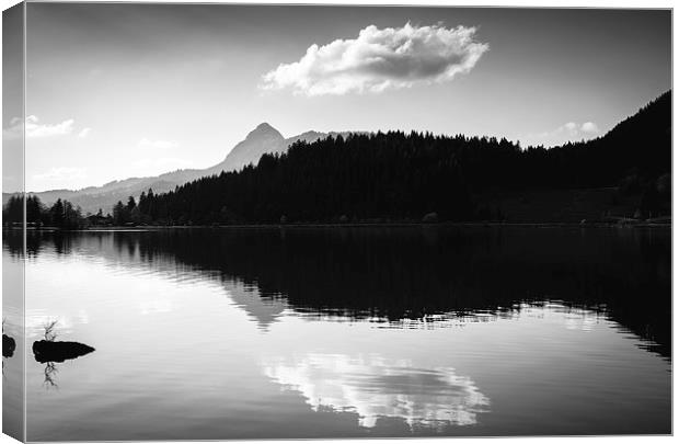 Peaceful water reflection black and white Canvas Print by Matthias Hauser