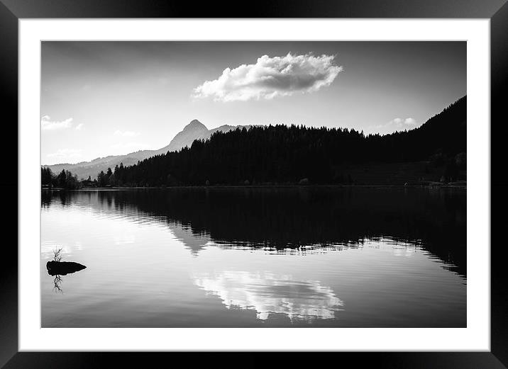 Peaceful water reflection black and white Framed Mounted Print by Matthias Hauser