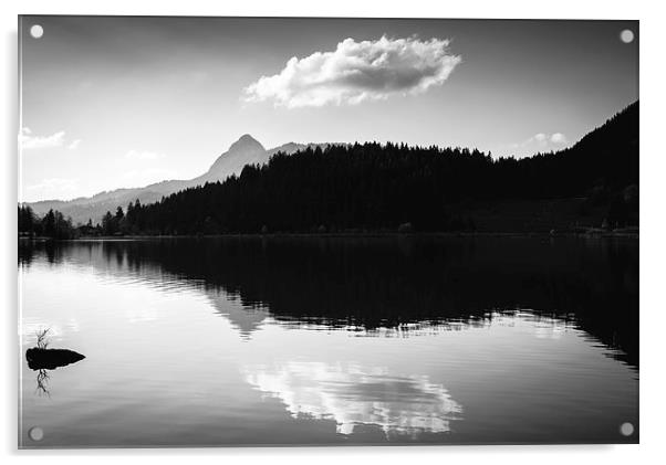 Peaceful water reflection black and white Acrylic by Matthias Hauser