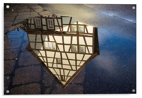 Half-timbered house water reflection Acrylic by Matthias Hauser