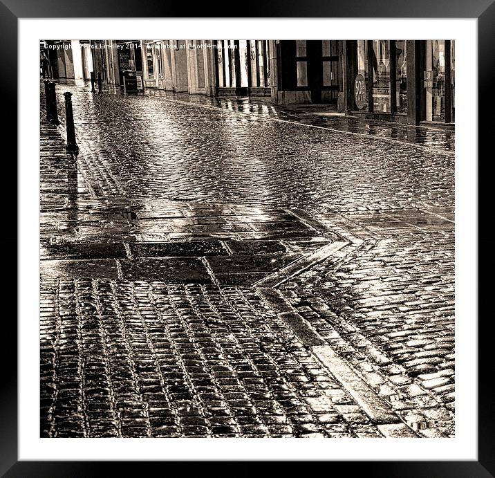 Chester cobbles at night Framed Mounted Print by Rick Lindley