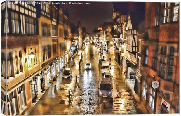 Chester in the rain Canvas Print by Rick Lindley