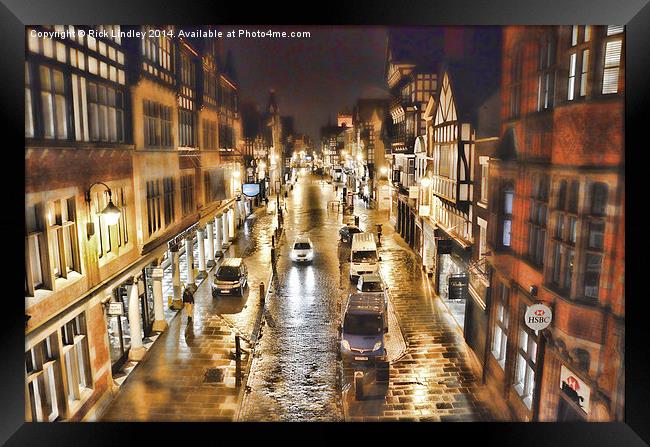 Chester in the rain Framed Print by Rick Lindley