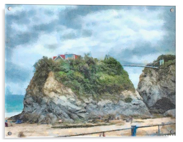 house on the cliff Acrylic by sean clifford