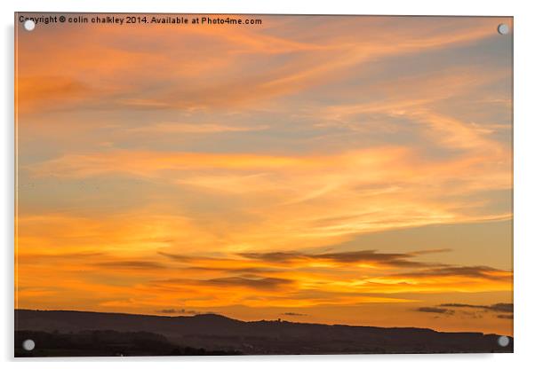 Exeter City sunset November 2013 Acrylic by colin chalkley