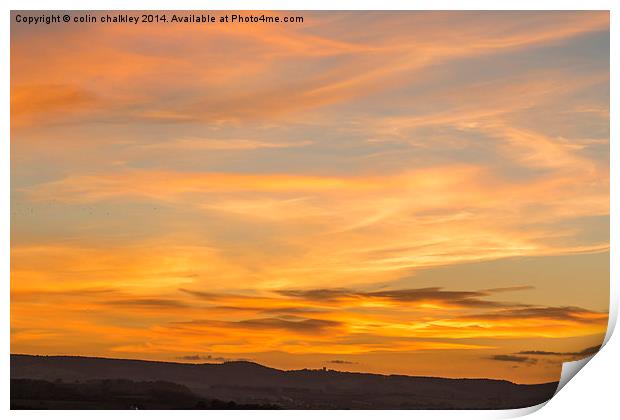 Exeter City sunset November 2013 Print by colin chalkley