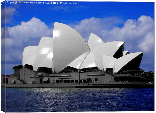 Sydney Opera House black and white icon Canvas Print by Gwion Healy