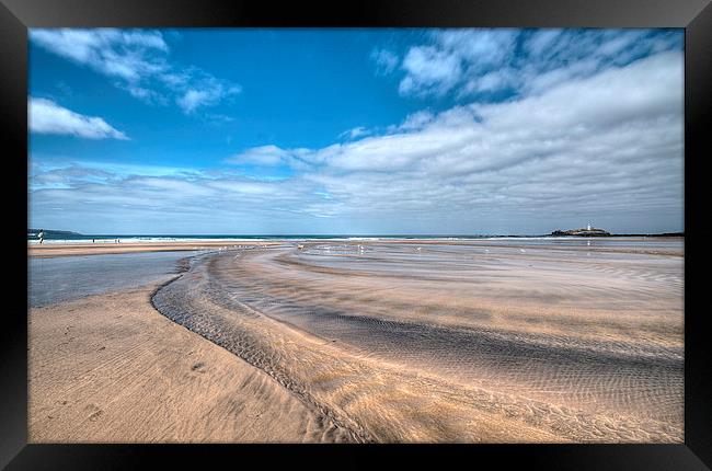 Low tide Gwithian Sands Cornwall Framed Print by Rosie Spooner