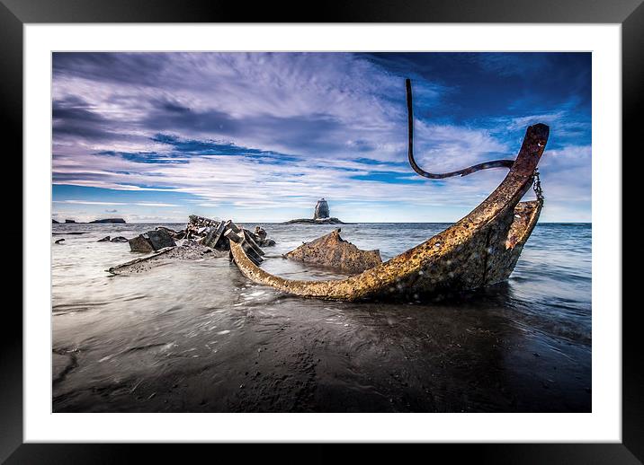 The Wreck at Saltwick Bay Framed Mounted Print by Dave Hudspeth Landscape Photography