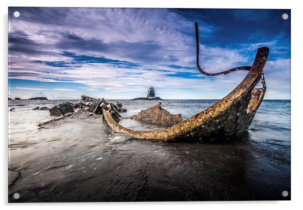 The Wreck at Saltwick Bay Acrylic by Dave Hudspeth Landscape Photography