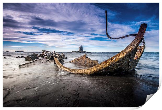 The Wreck at Saltwick Bay Print by Dave Hudspeth Landscape Photography