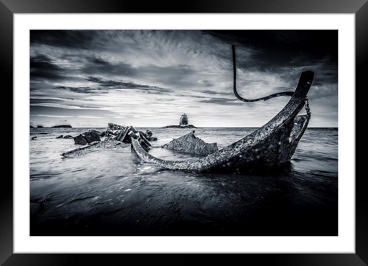 The Wreck at Saltwick Framed Mounted Print by Dave Hudspeth Landscape Photography