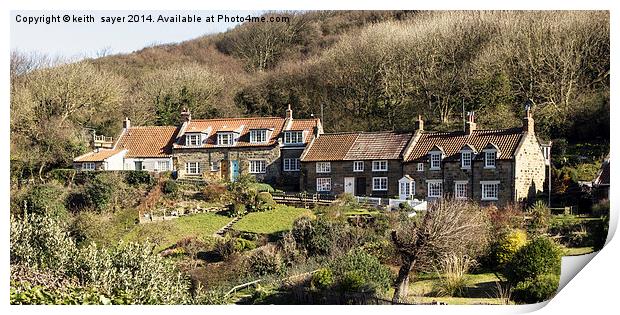 Cottages At Sandsend North Yorkshire Print by keith sayer