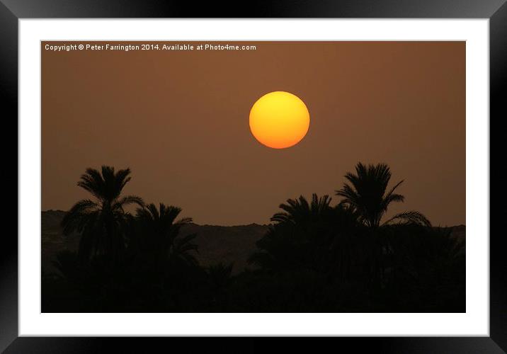 Golden fire on the Nile Framed Mounted Print by Peter Farrington