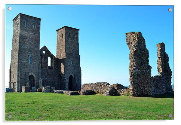 Reculver Tower. Acrylic by Mark Franklin