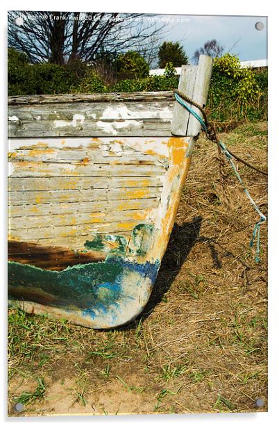 Bow section of a boat rotting away at Heswall Beac Acrylic by Frank Irwin