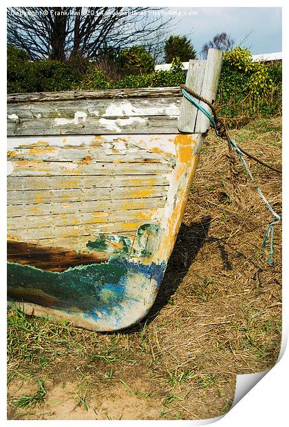 Bow section of a boat rotting away at Heswall Beac Print by Frank Irwin