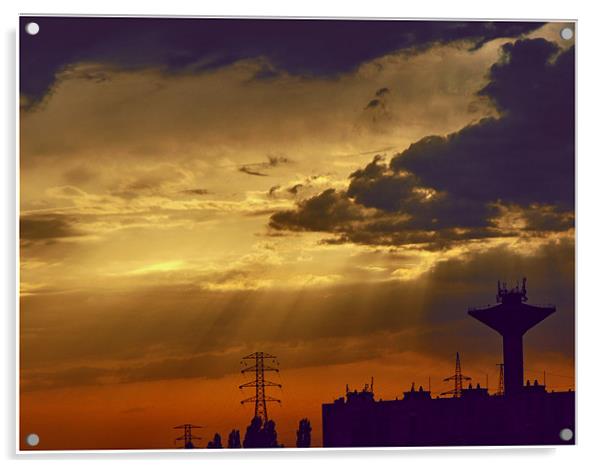 Sunrise Ower City  Acrylic by Ferenc Kalmar