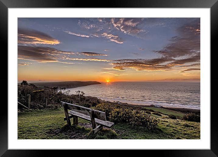 Woolacombe Bay sunset Framed Mounted Print by Dave Wilkinson North Devon Ph