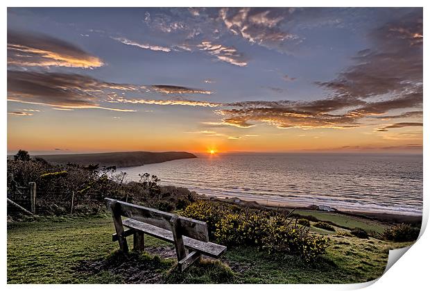 Woolacombe Bay sunset Print by Dave Wilkinson North Devon Ph