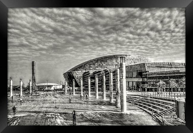 Wales Millennium Centre Mono Framed Print by Steve Purnell