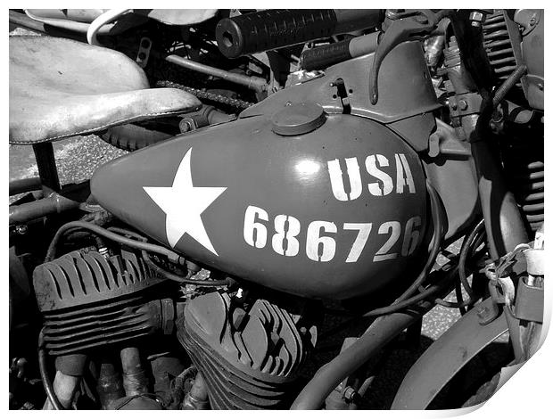 US army Motorcycle. Print by Robert Gipson