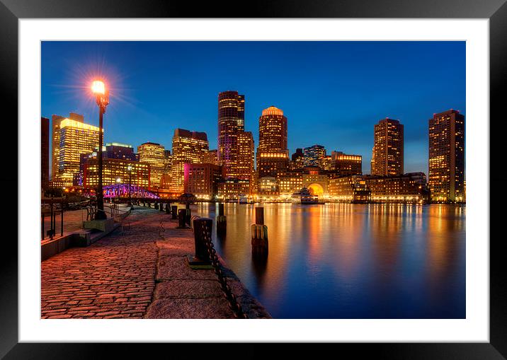 Boston harbor evening view Framed Mounted Print by Sergey Golotvin