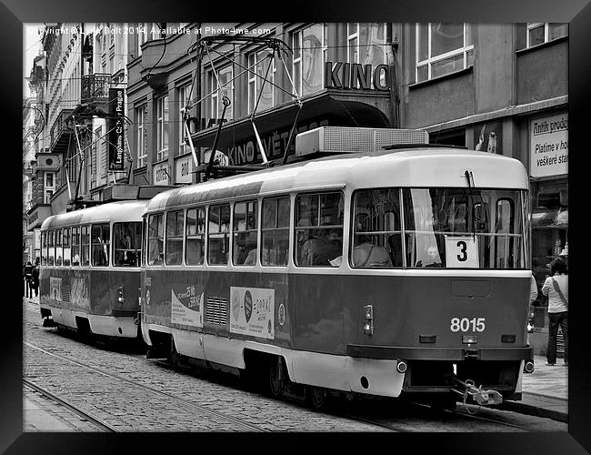 Prague Trams Framed Print by Lynn Bolt