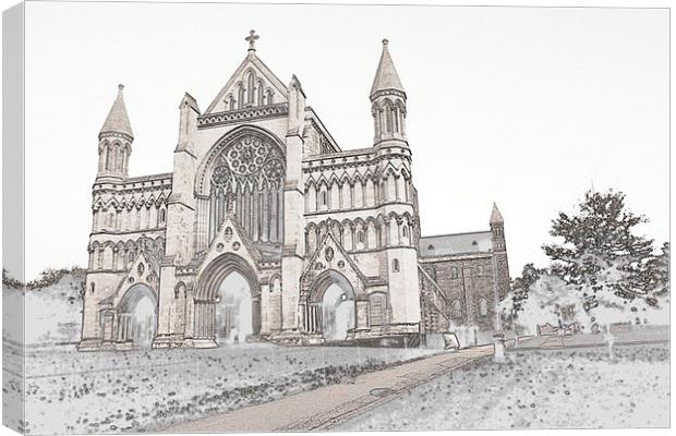 Sketch of St Albans Abbey. Canvas Print by Mark Franklin