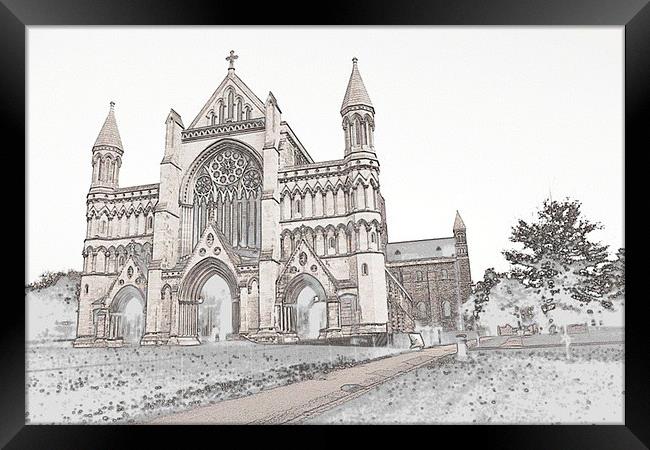 Sketch of St Albans Abbey. Framed Print by Mark Franklin