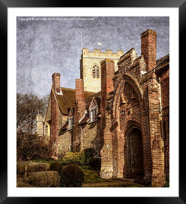 Almshouses and Church at Ewelme Framed Mounted Print by Ian Lewis