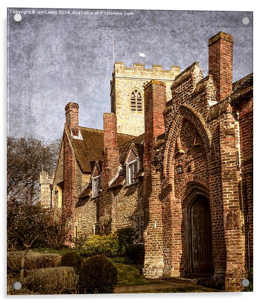 Almshouses and Church at Ewelme Acrylic by Ian Lewis
