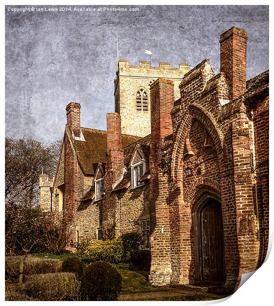 Almshouses and Church at Ewelme Print by Ian Lewis