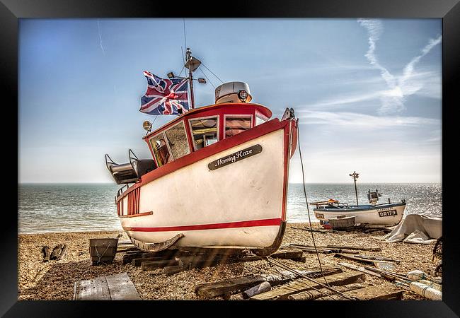 Boat on Deal beach Framed Print by Thanet Photos
