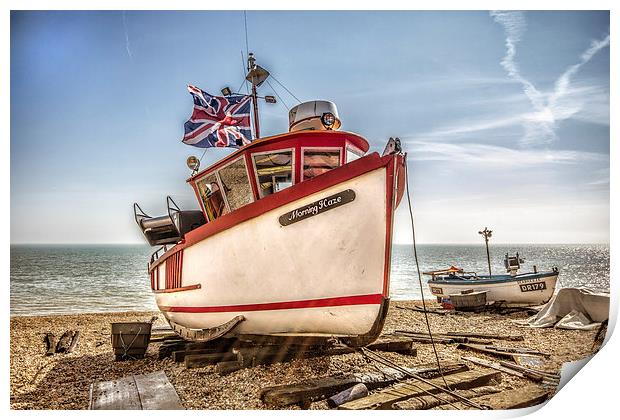 Boat on Deal beach Print by Thanet Photos