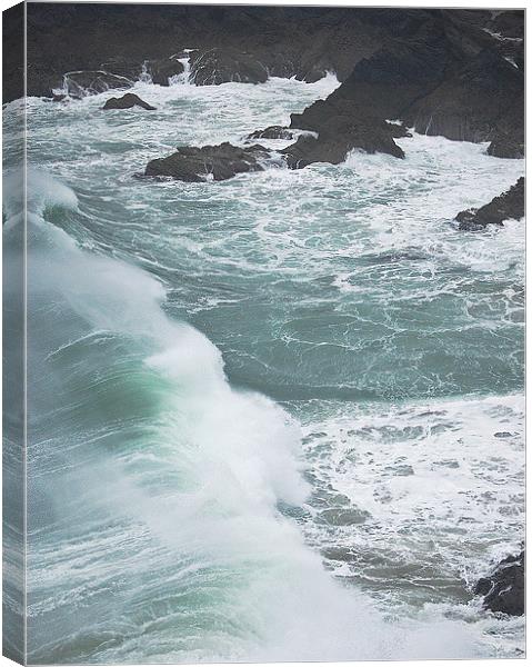 crashing waves on lizard coast Canvas Print by michelle rook