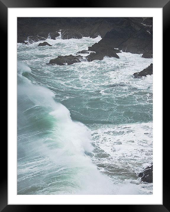 crashing waves on lizard coast Framed Mounted Print by michelle rook