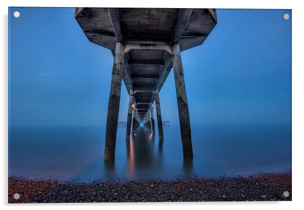Deal pier at night Acrylic by Thanet Photos