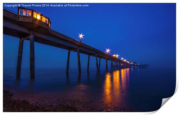 Deal pier, night time shot Print by Thanet Photos
