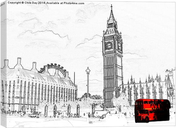 Routemaster Bus and Big Ben Canvas Print by Chris Day