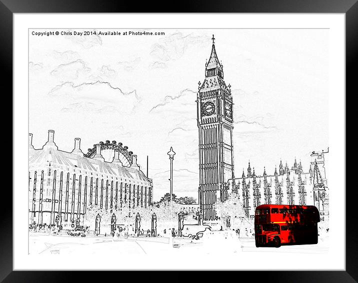 Routemaster Bus and Big Ben Framed Mounted Print by Chris Day