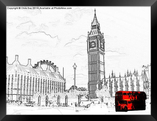 Routemaster Bus and Big Ben Framed Print by Chris Day